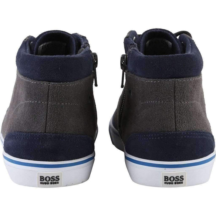 Blue Suede Mid Top Trainer Shoes-Shoes-BOSS-kids atelier