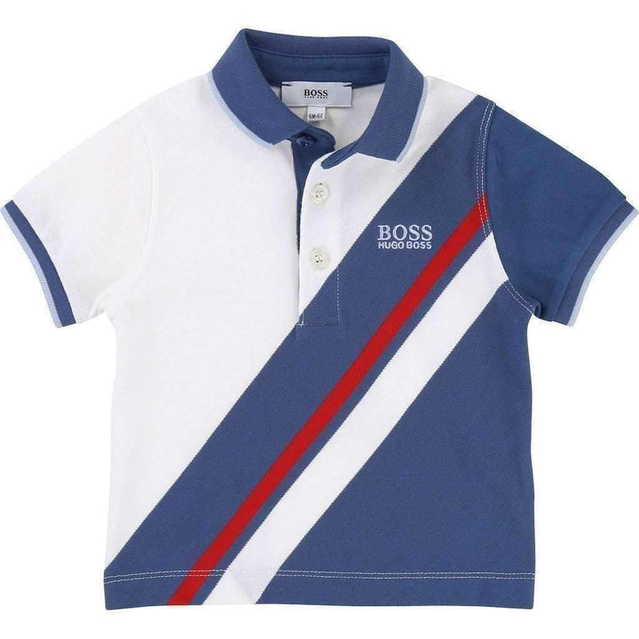 Blue & White Striped Polo-Shirts-BOSS-kids atelier