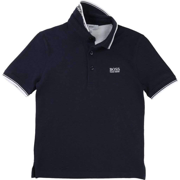 Boss Navy Accented Polo-Shirts-BOSS-kids atelier