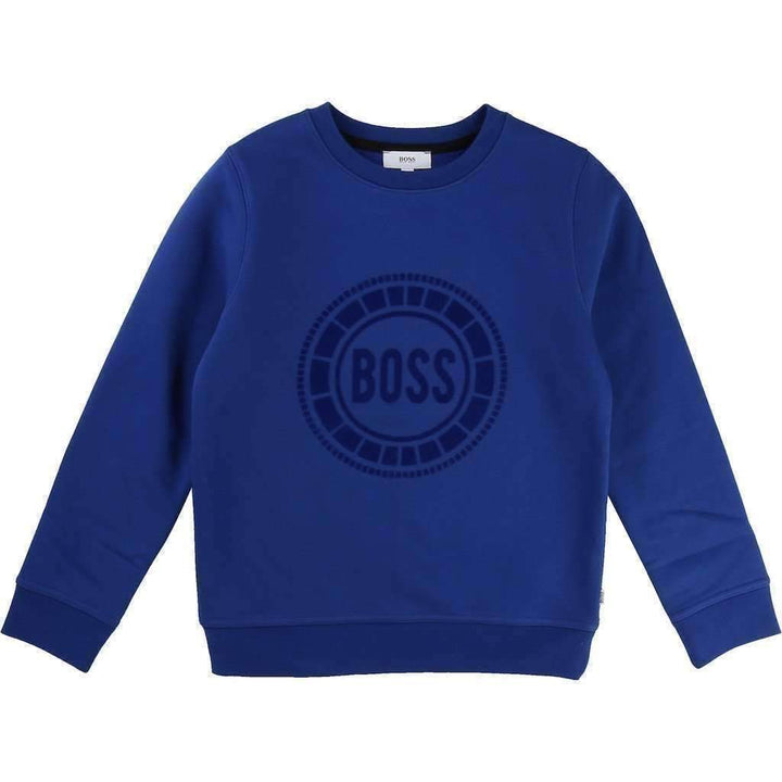 Boss Blue Fleece Sweatshirt-Shirts-BOSS-kids atelier