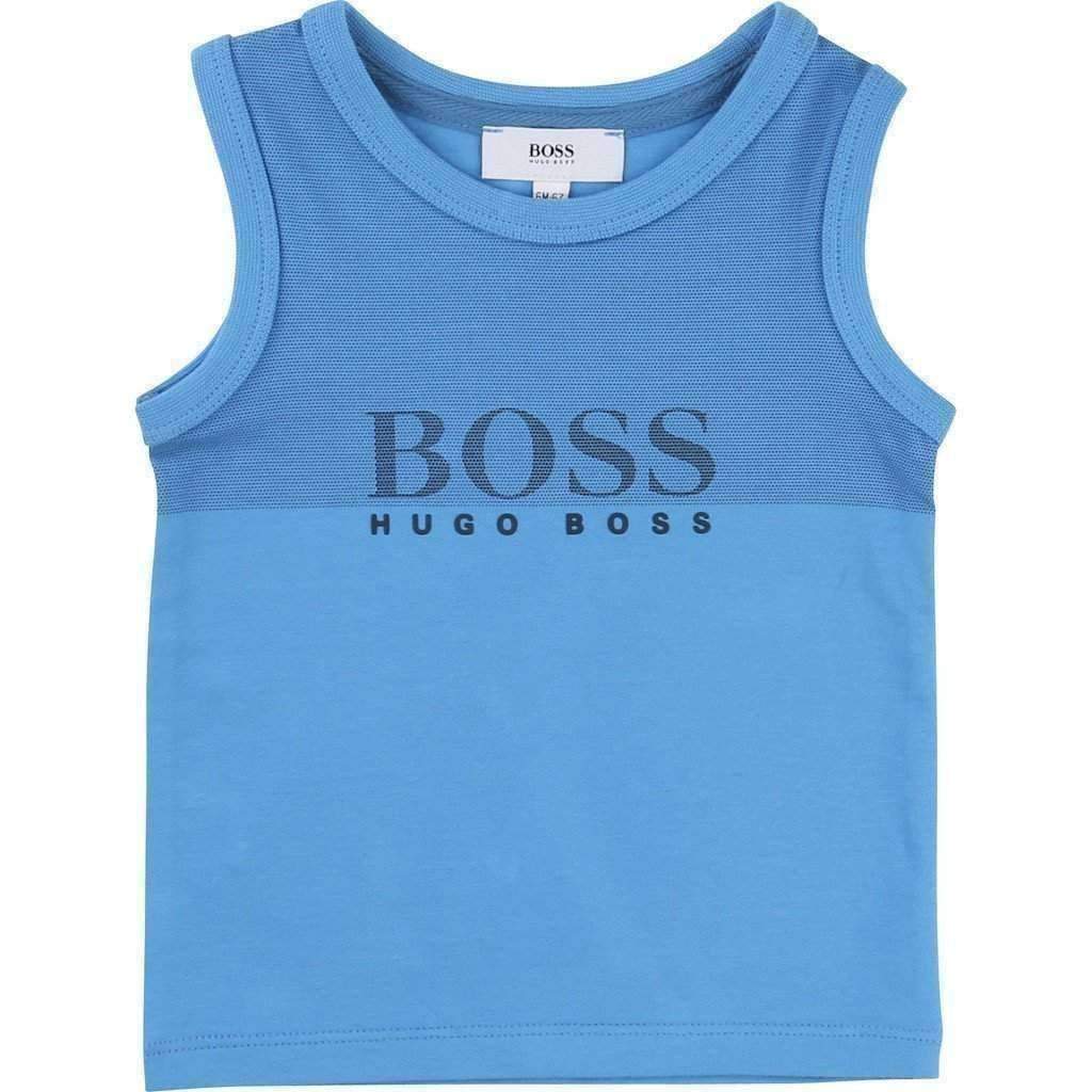 Boss Blue Logo Tank Top-Shirts-BOSS-kids atelier