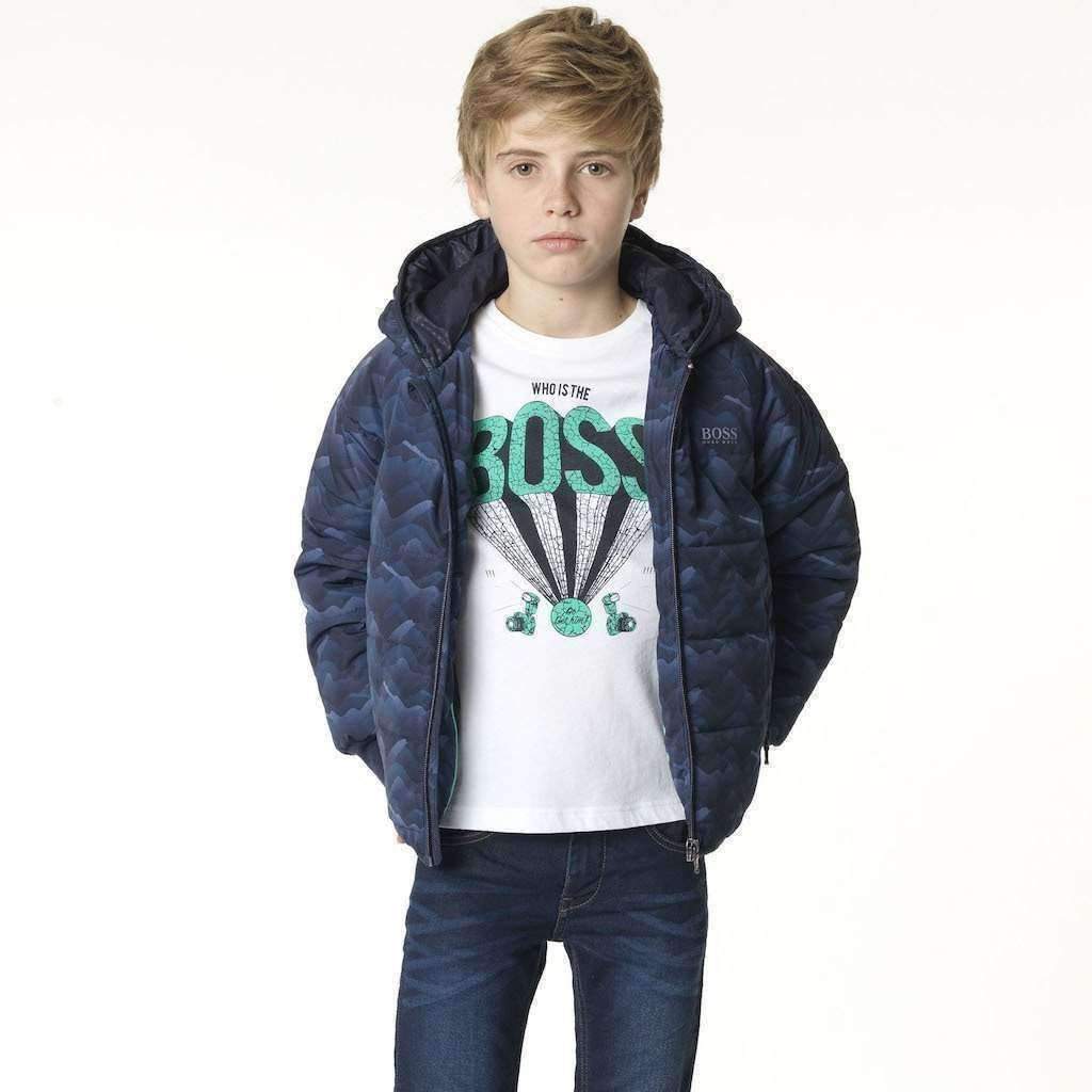 Boss Blue Nylon Puffer Jacket-Outerwear-BOSS-kids atelier