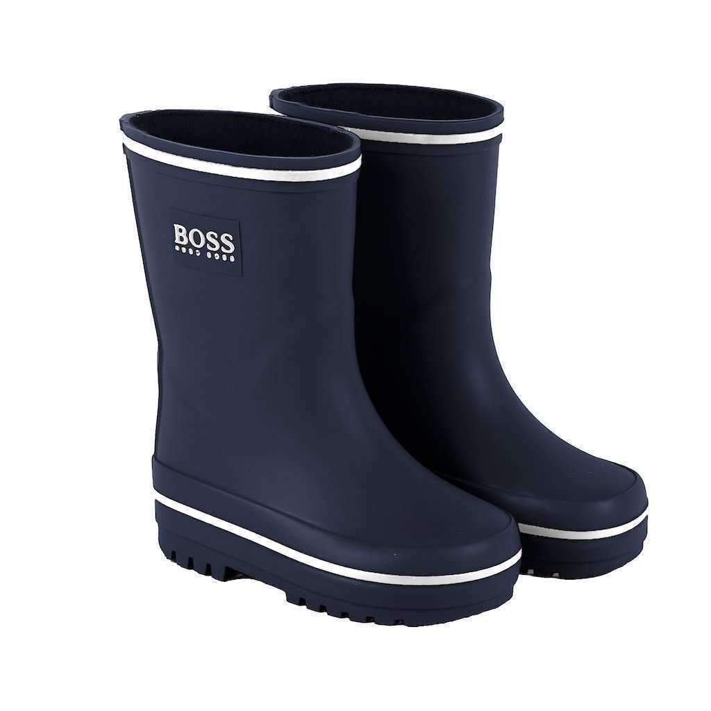 Boss Blue Wellington Rain Boots-Shoes-BOSS-kids atelier