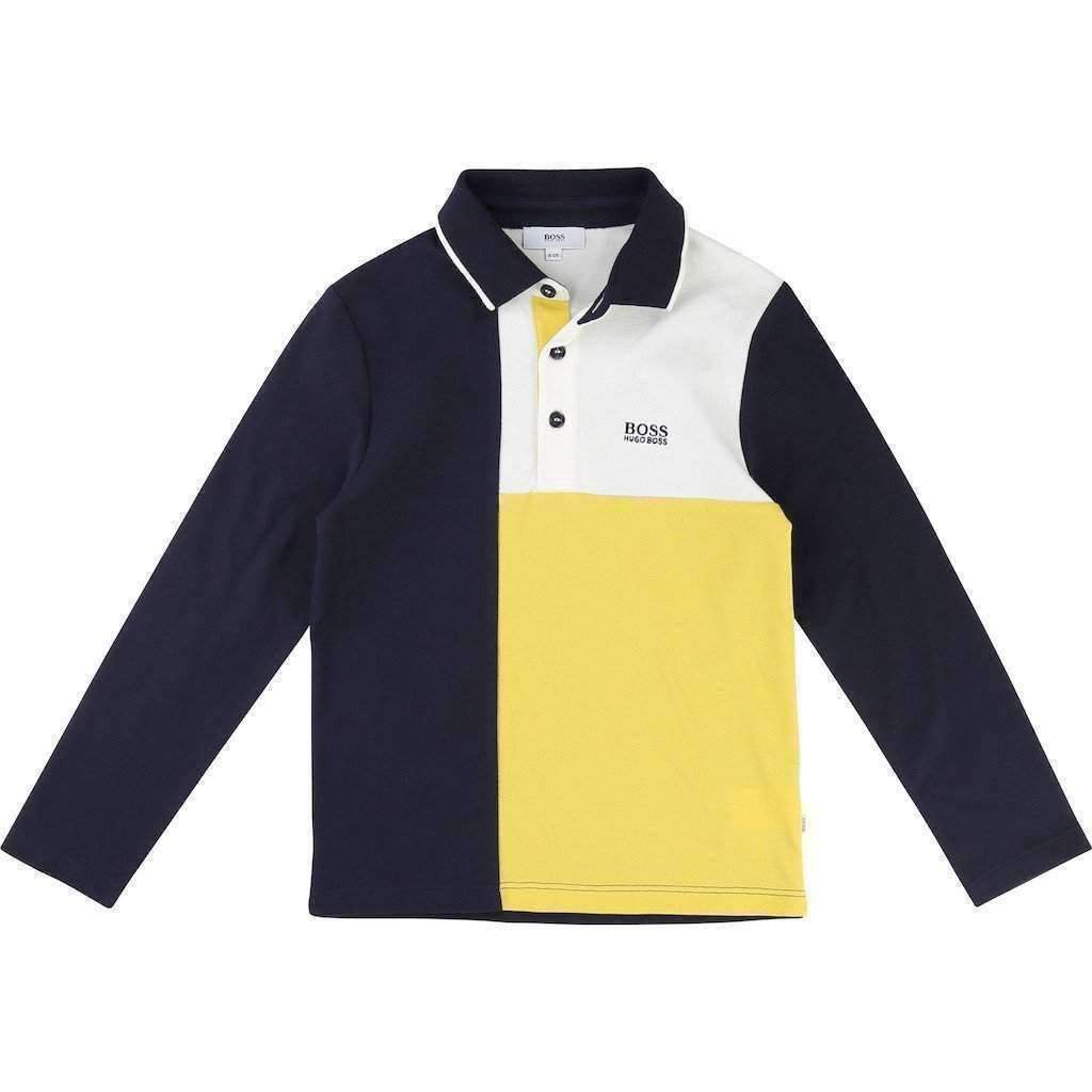 Boss Blue&Yellow Patterned Polo Shirt-Shirts-BOSS-kids atelier