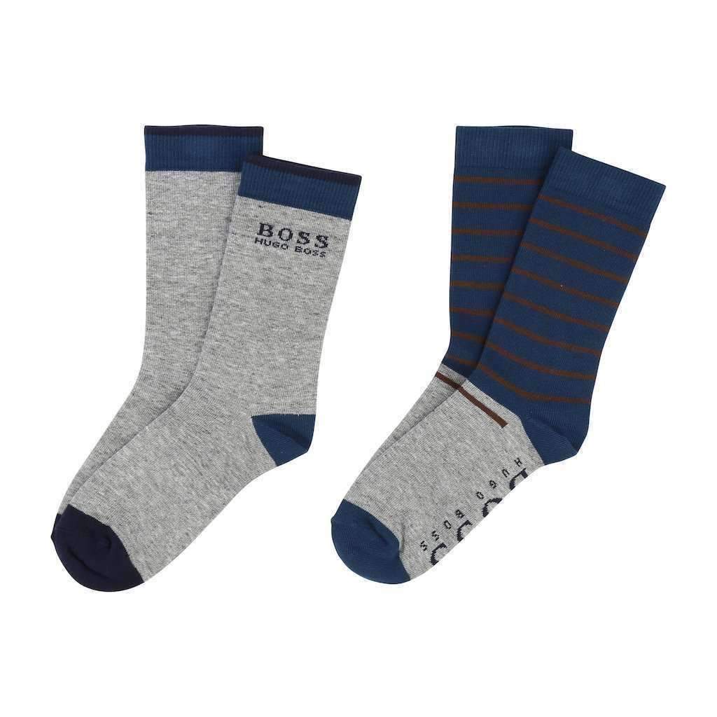 boss-Gray Blue Jacquard Socks-j20214-804