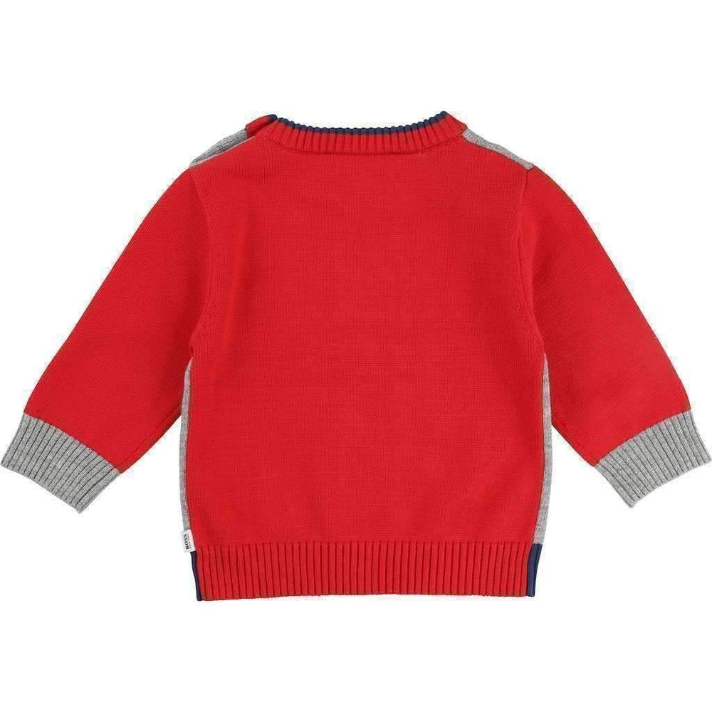 Boss Gray Combed Knitted Sweater-Outerwear-BOSS-kids atelier