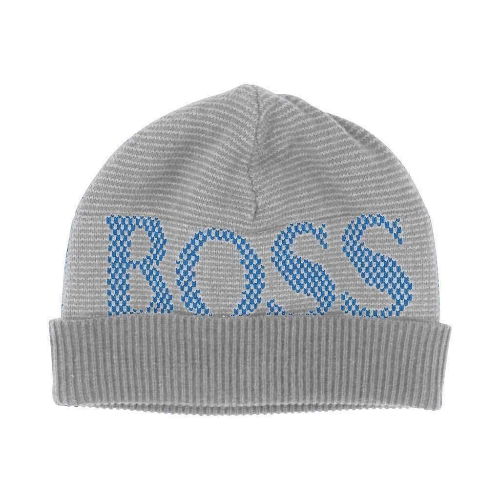 Boss Gray Knitted Logo Hat-Accessories-BOSS-kids atelier