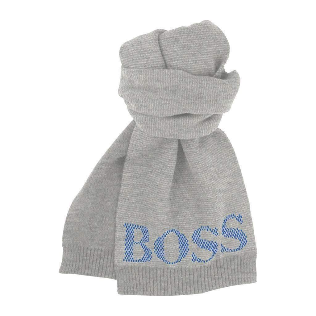Boss Gray Logo Wool Scarf-Accessories-BOSS-kids atelier