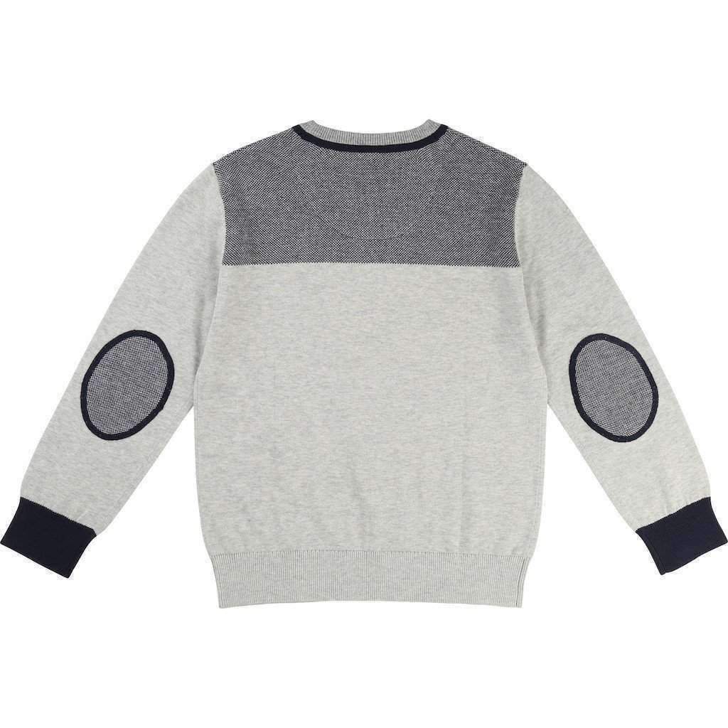 Boss Gray V-Neck Knitted Sweater-Shirts-BOSS-kids atelier