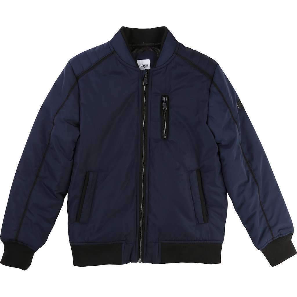 Boss Navy Blue Bomber Jacket-Outerwear-BOSS-kids atelier