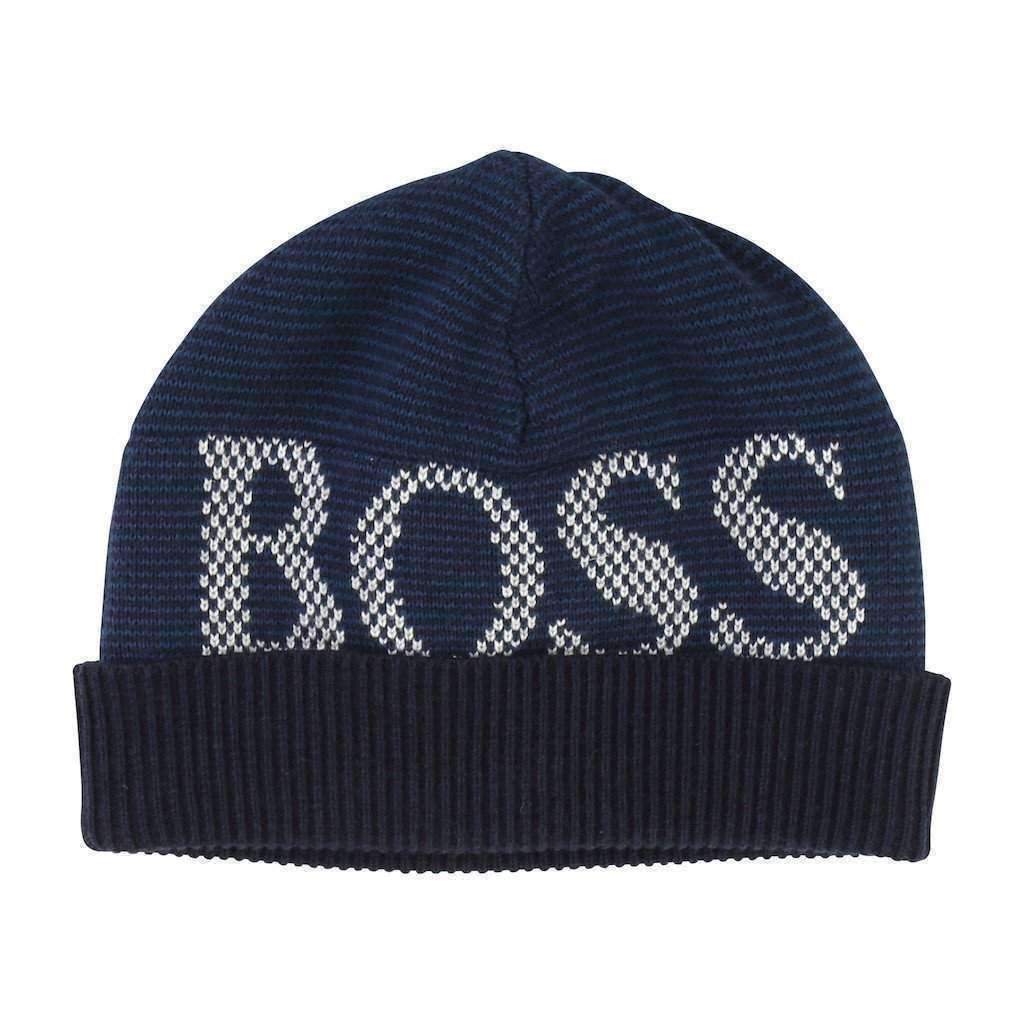 Boss Navy Blue Logo Knitted Hat-Accessories-BOSS-kids atelier