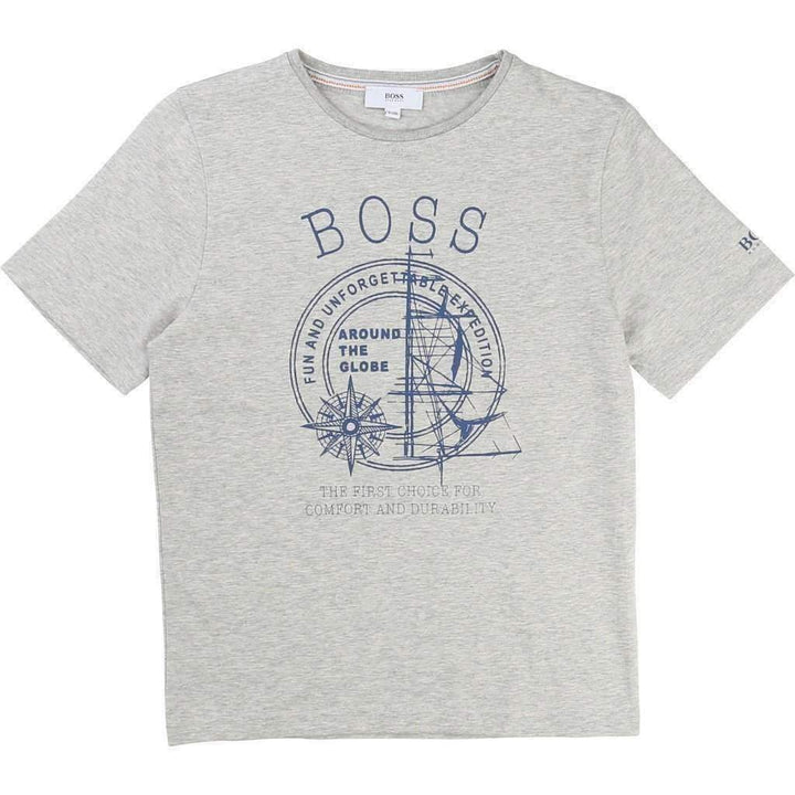 Boss Sand Gray Tee Shirt-Shirts-BOSS-kids atelier
