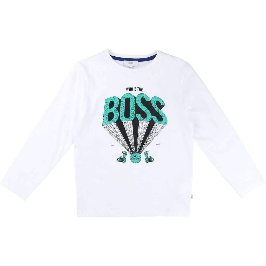 Boss White 3D Logo Shirt-Shirts-BOSS-kids atelier