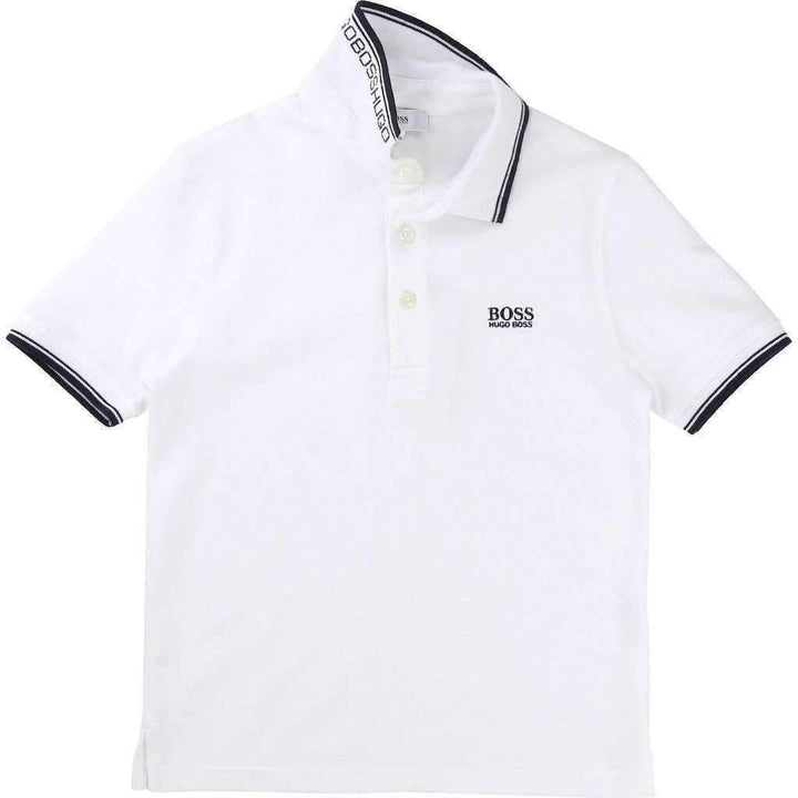 Boss White Accented Polo-Shirts-BOSS-kids atelier
