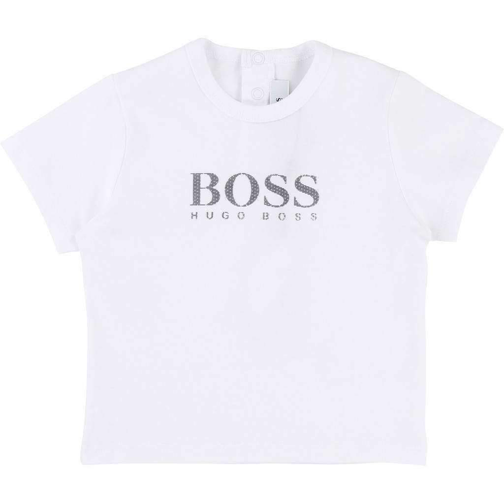 Boss White Cotton T-Shirt-Shirts-BOSS-kids atelier