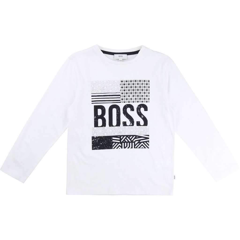 Boss White Flag Logo T-Shirt-Shirts-BOSS-kids atelier