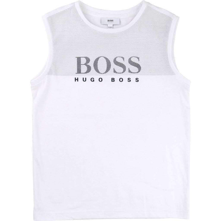 Boss White Logo Tank Top-Shirts-BOSS-kids atelier