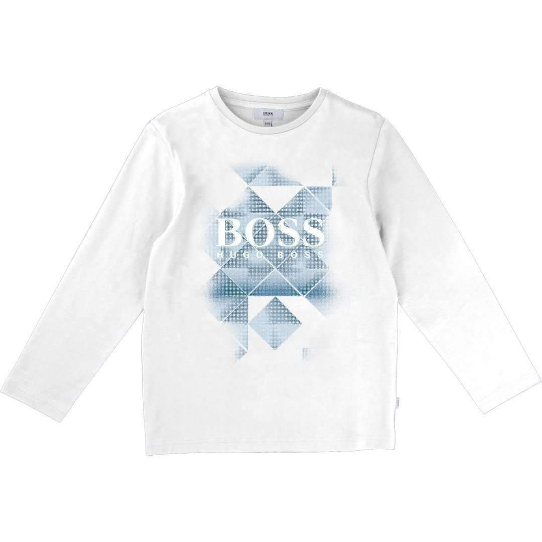 Boss White Tile Logo Shirt-Shirts-BOSS-kids atelier