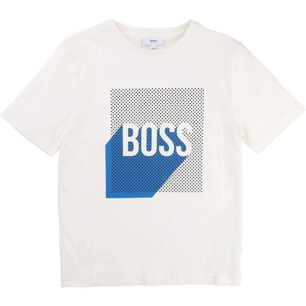 Boss White Transparent Logo T-Shirt-Shirts-BOSS-kids atelier