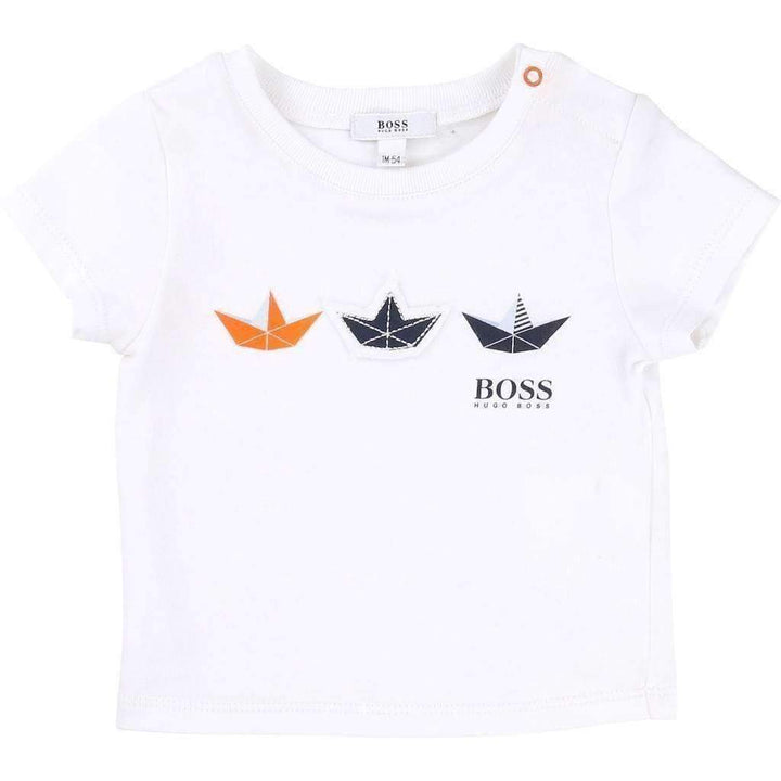 Boss White Tshirt & Orange Short Set-Outfits-BOSS-kids atelier