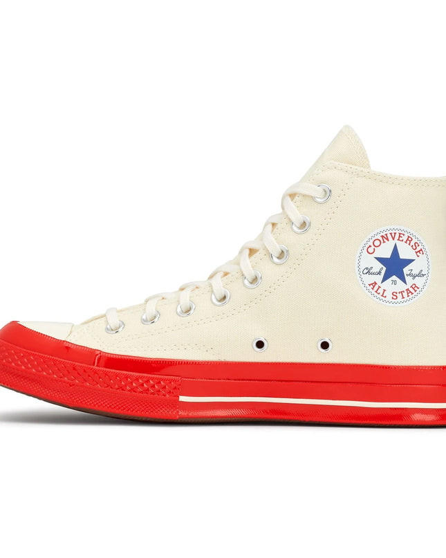Beige & Red Converse High Top Sneakers