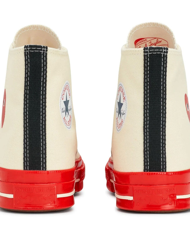 Beige & Red Converse High Top Sneakers