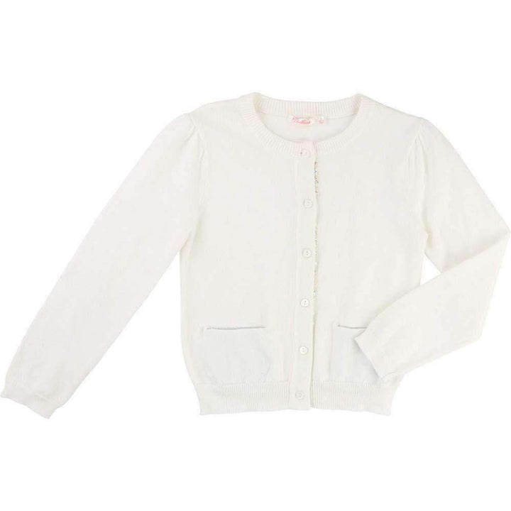 Classic White Cardigan-Outerwear-Billieblush-kids atelier