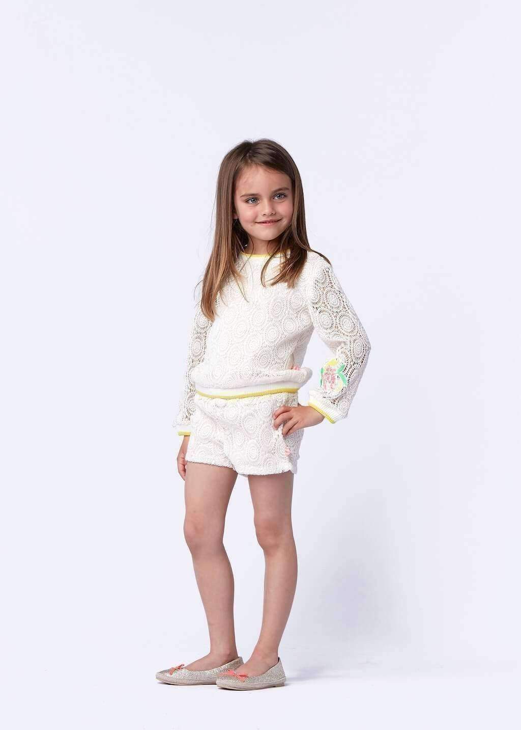 Cream Lace Shorts-Shorts-Billieblush-kids atelier