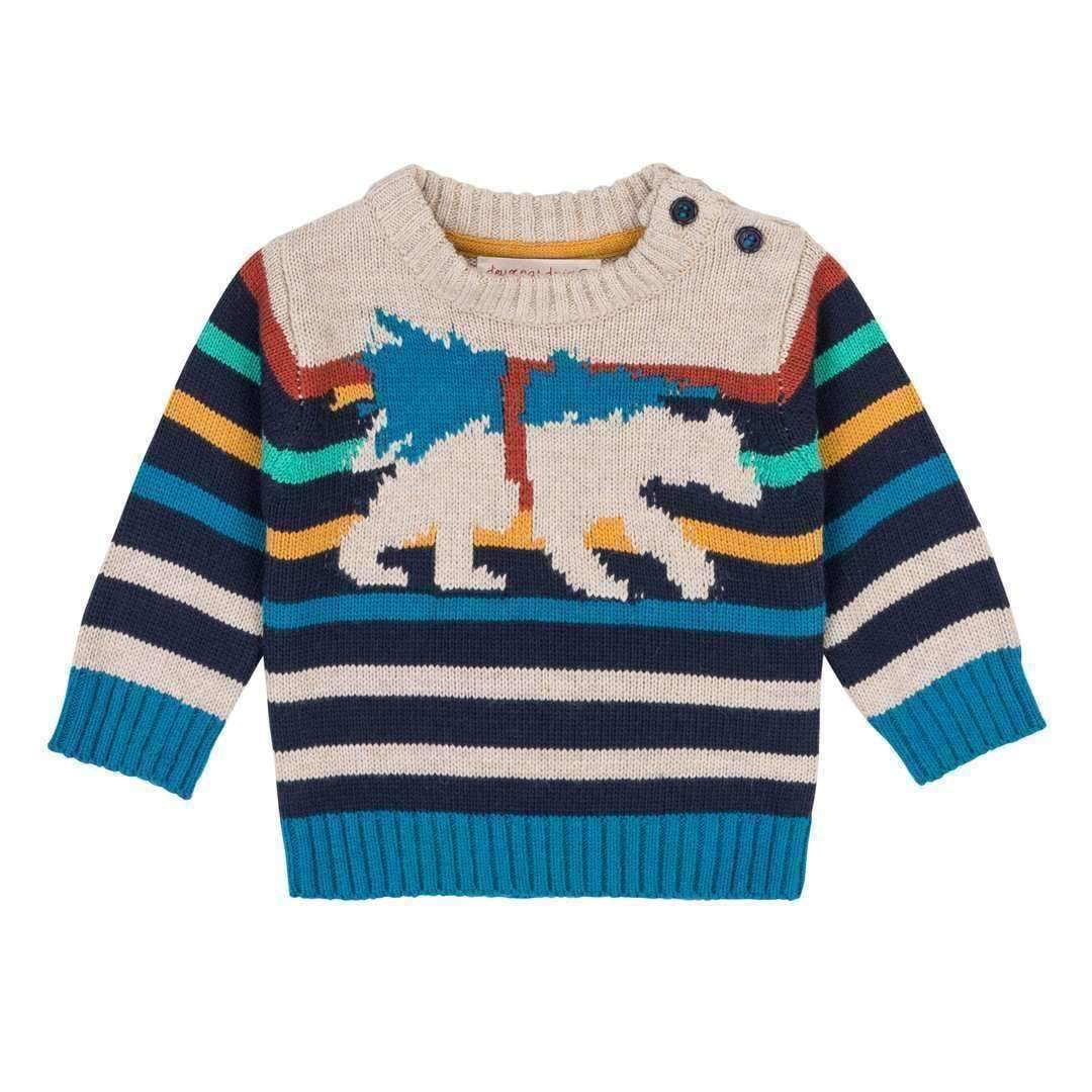 Deux Par Deux Striped Bear Sweater-Shirts-Deux Par Deux-kids atelier