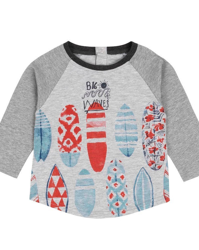 Kids Atelier-Deux Par Deux-Grey Surfboards Jersey Top