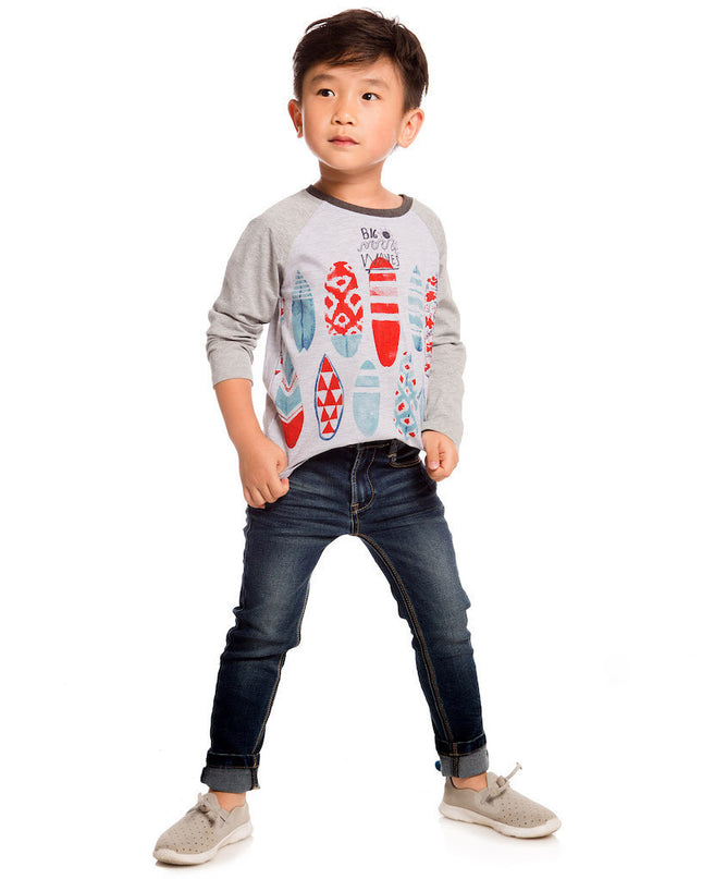 Kids Atelier-Deux Par Deux-Grey Surfboards Jersey Top