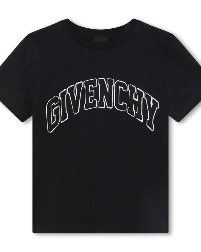 givenchy-h25460-09b-Black Curved Logo T-Shirt