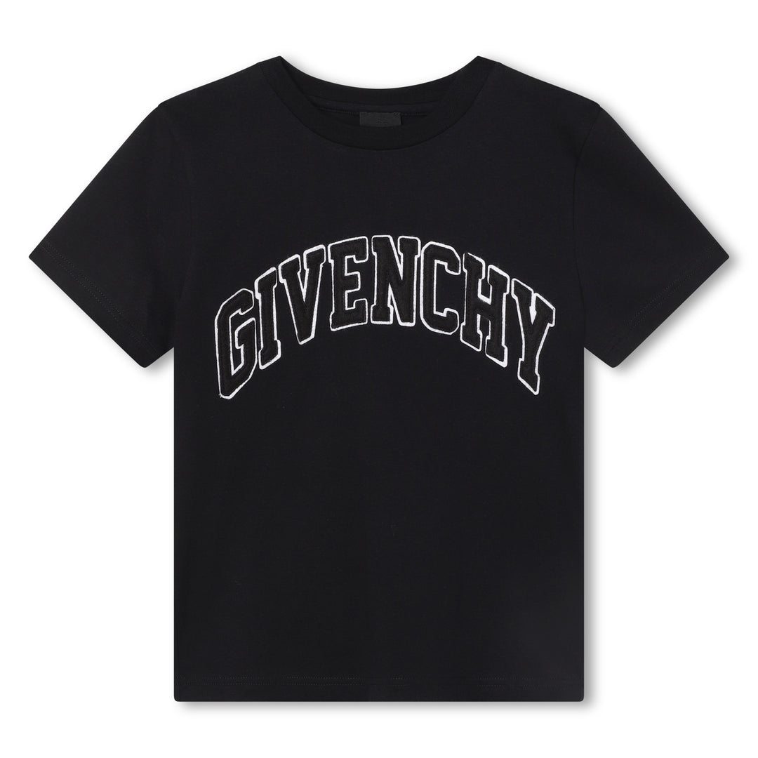 givenchy-h25460-09b-Black Curved Logo T-Shirt