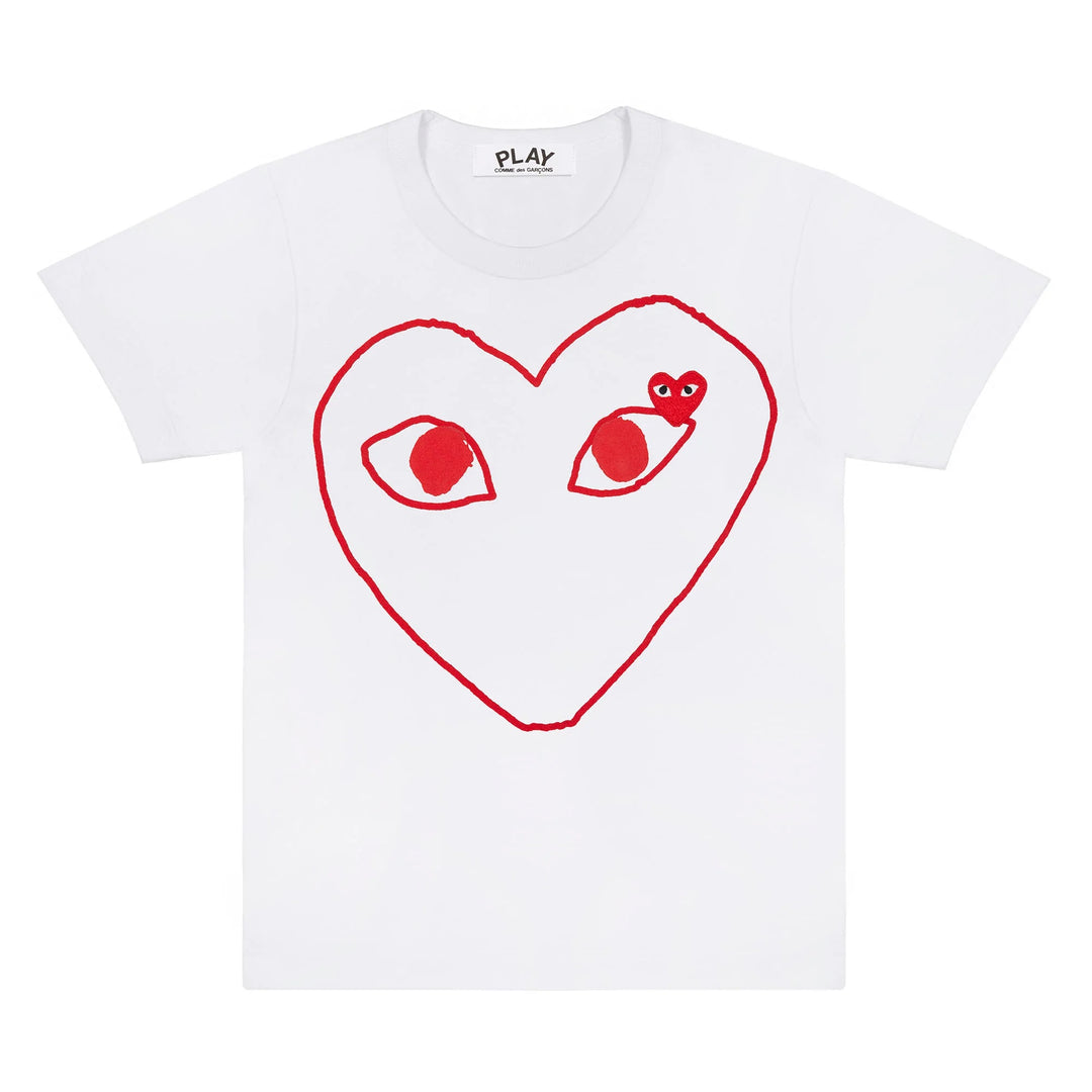 comme-des-garcon-White & Red Heart T-Shirt-az-t099-051-1