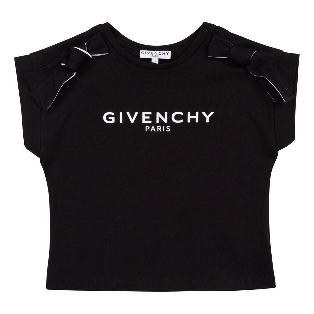 givenchy-Girls Black Bow T-Shirt-h15219-09b