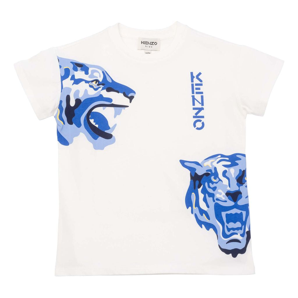 kenzo-White & Blue Tiger T-Shirt-k25174-152