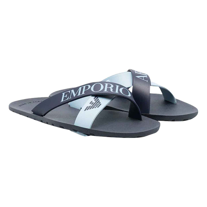 armani-Navy Logo Cross Over Strap Sandals-xyps03-xoz18-q951