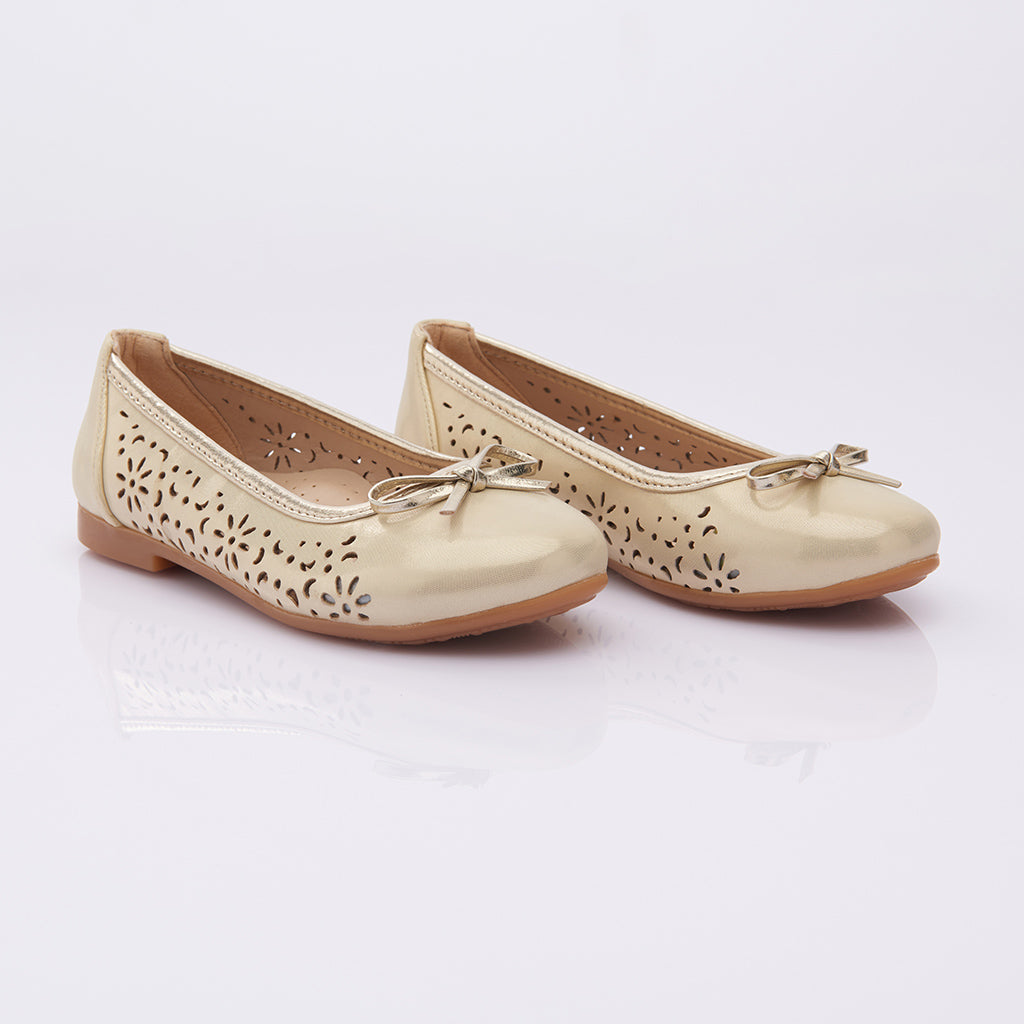 Gold Floral Perforated Flats