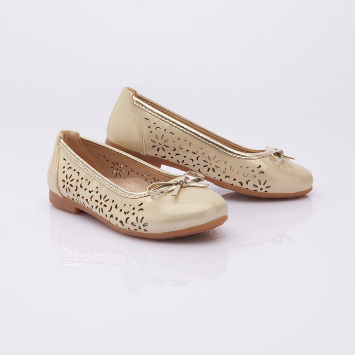 Gold Floral Perforated Flats