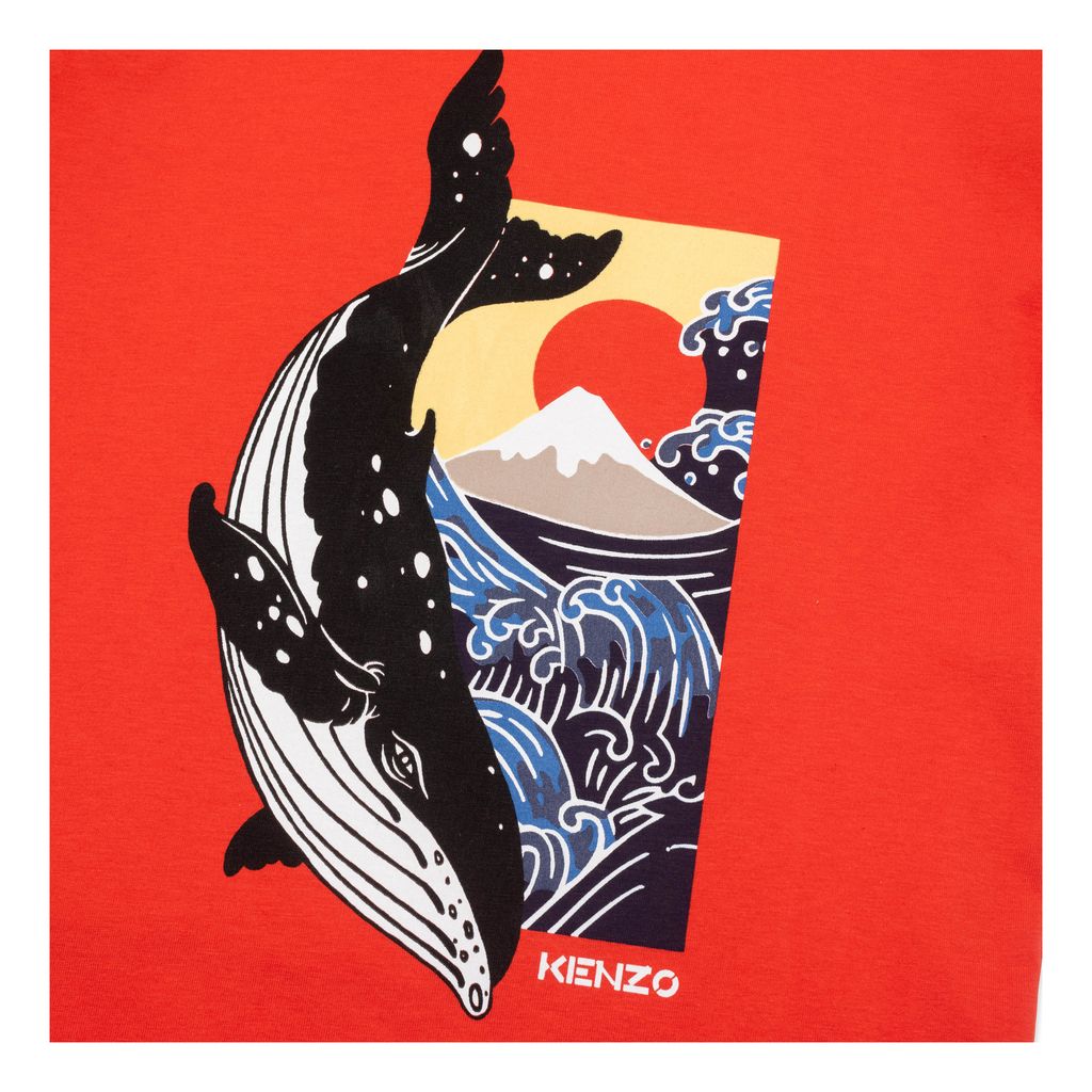 kenzo-Red Whale Print T-shirt-k25110-971