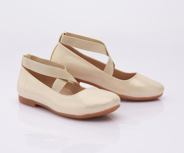 Gold Satin Ballerina Flats 36 EU (5 Kid US) / Gold / 33 by Kids Atelier