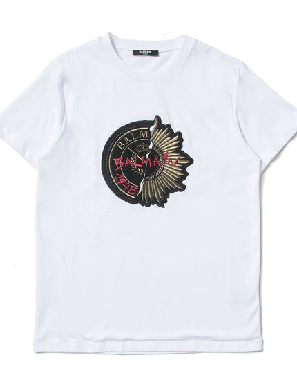 balmain-White Logo T-Shirt-6r8q81-j0177-100or