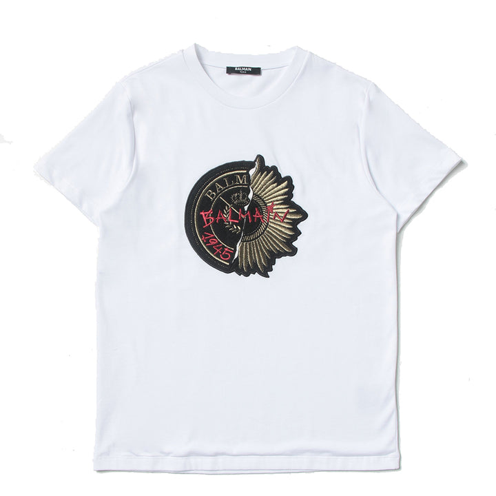 balmain-White Logo T-Shirt-6r8q81-j0177-100or