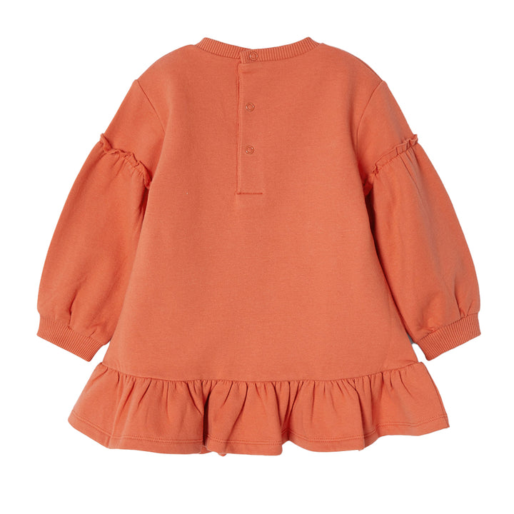 Orange Flower Graphic Fleece Dress