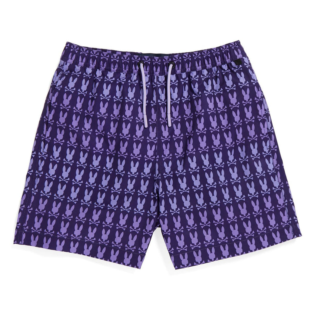 psycho-bunny-b0w151y1po-Purple All Over Logo Swim Shorts