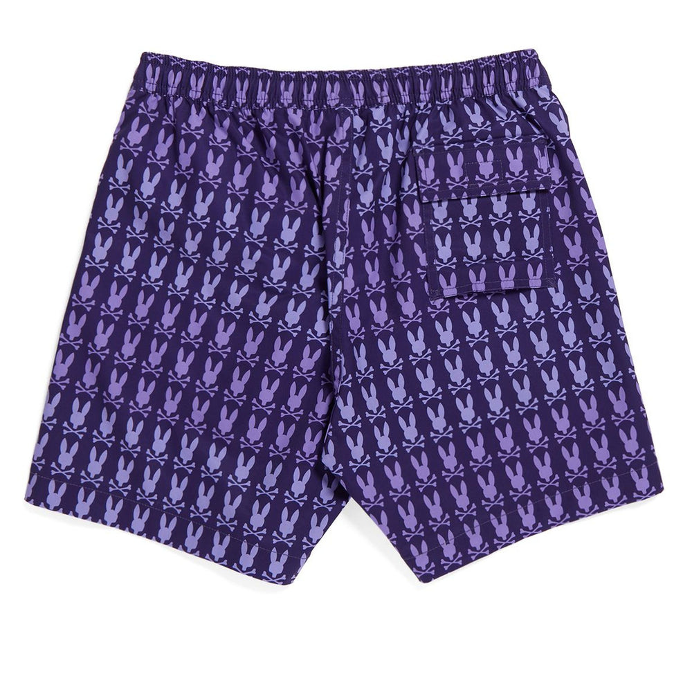 psycho-bunny-b0w151y1po-Purple All Over Logo Swim Shorts