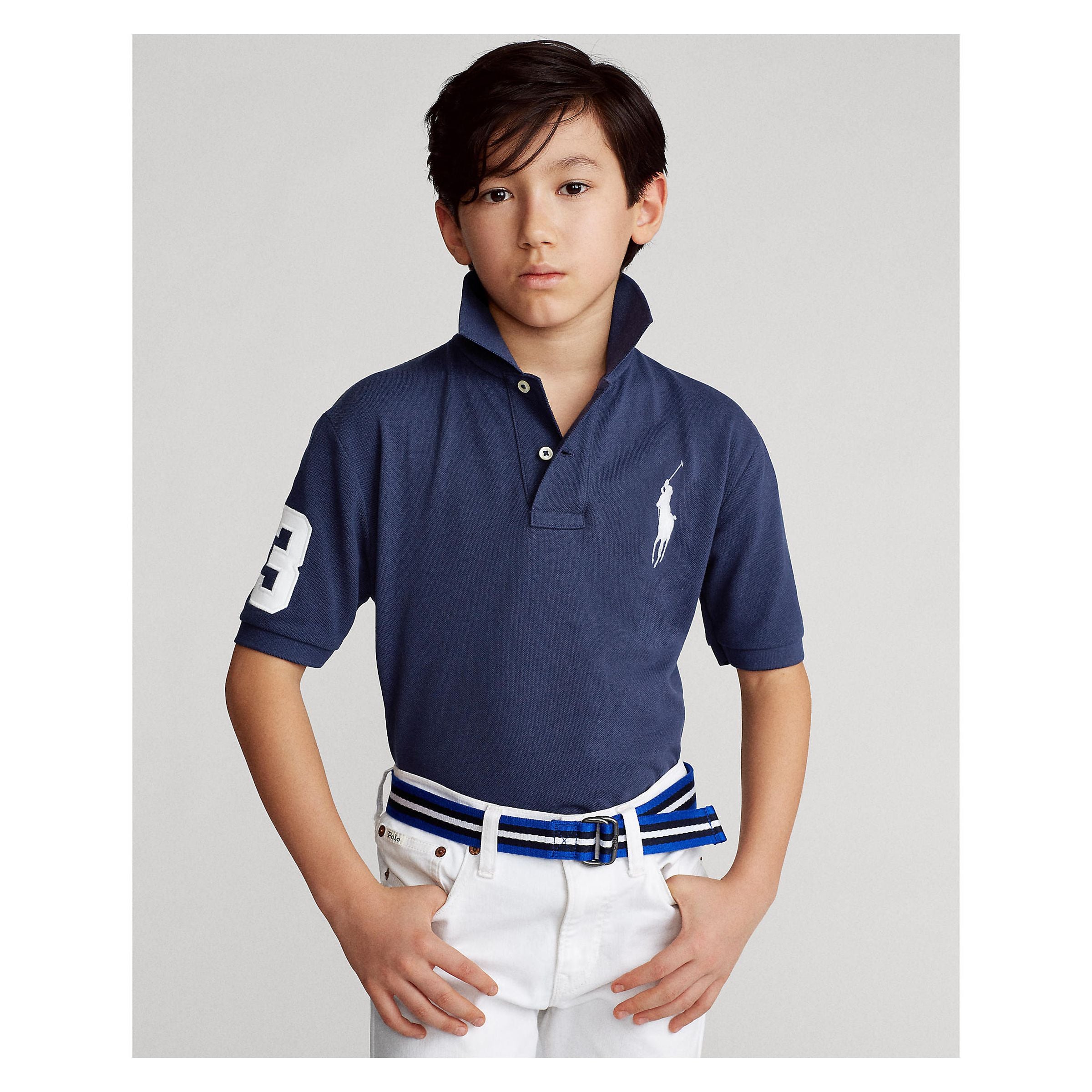 Navy Logo Patch Jr Polo kids atelier