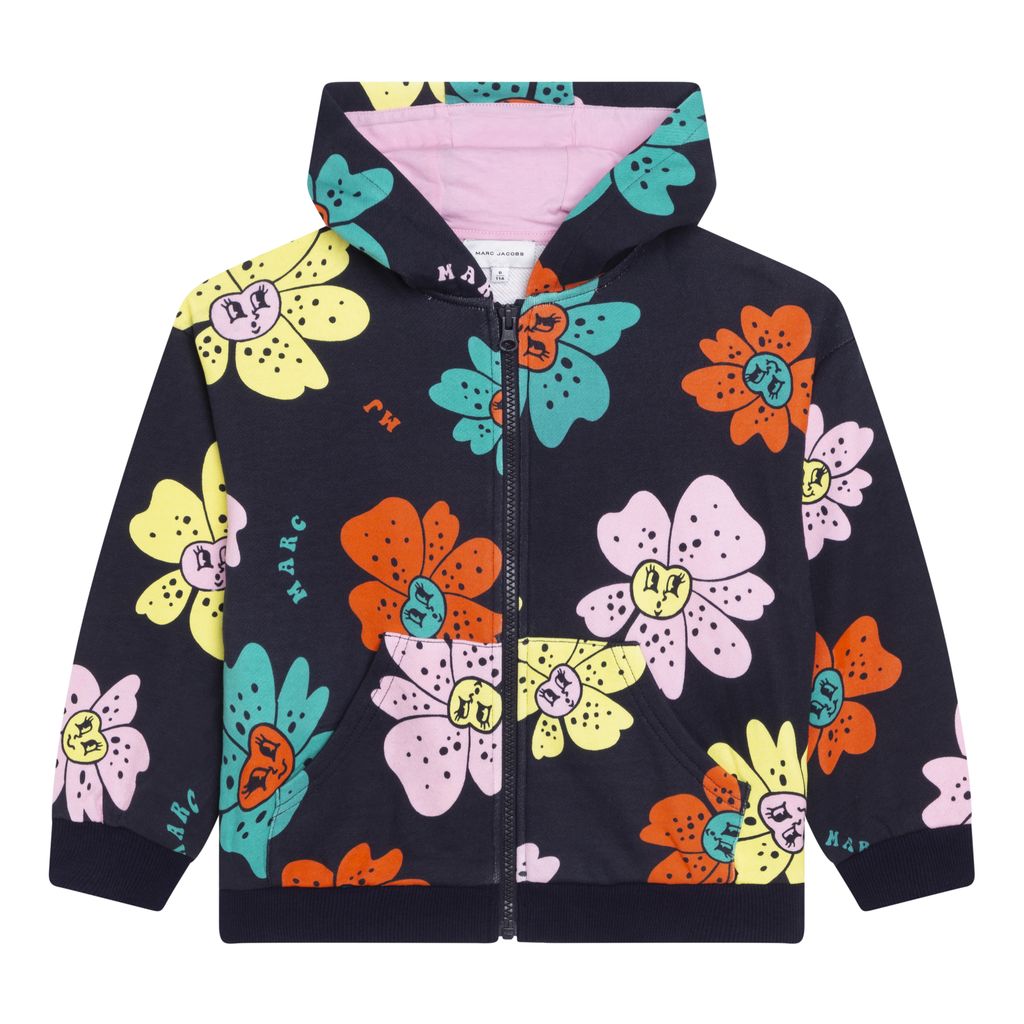 mj-w15627-84e-Floral Print Zip-Up Hoodie