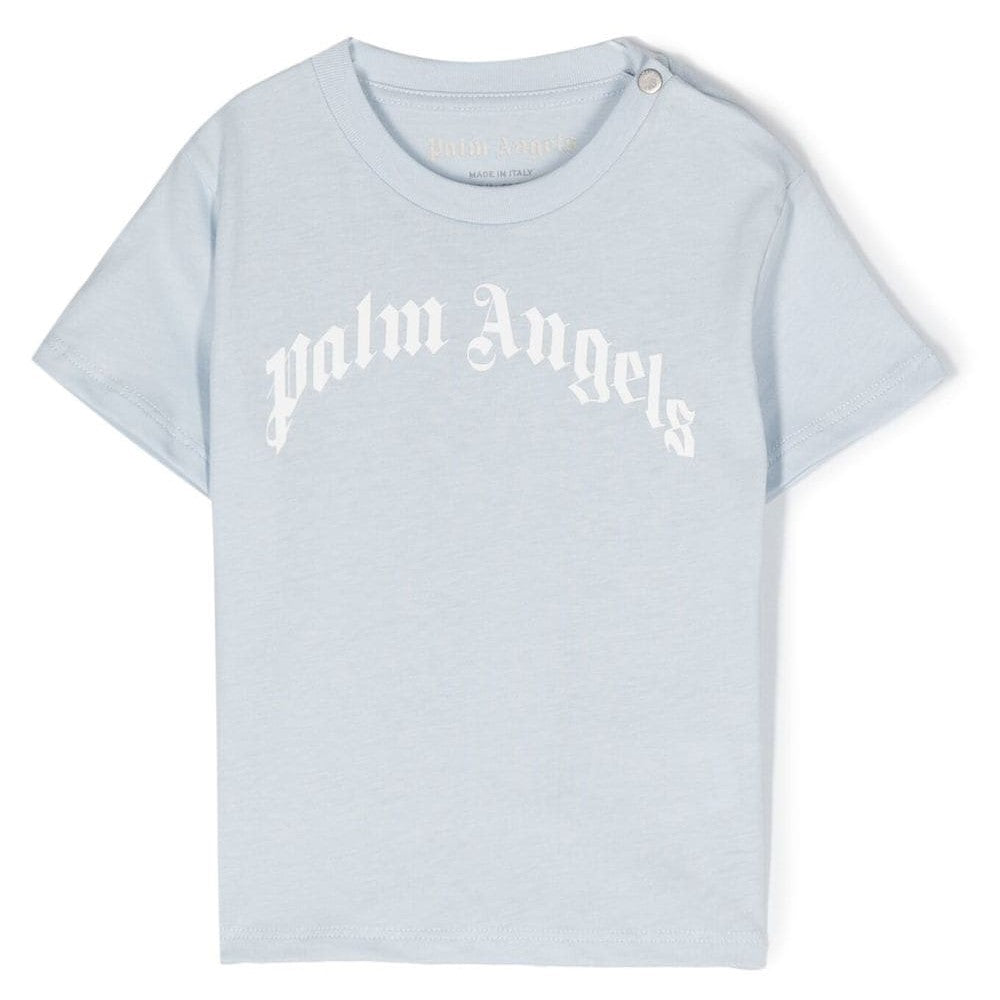 PALM ANGELS PBXB001S23JER0034101 CURVED LOGO T SHIRT BABY BLUE