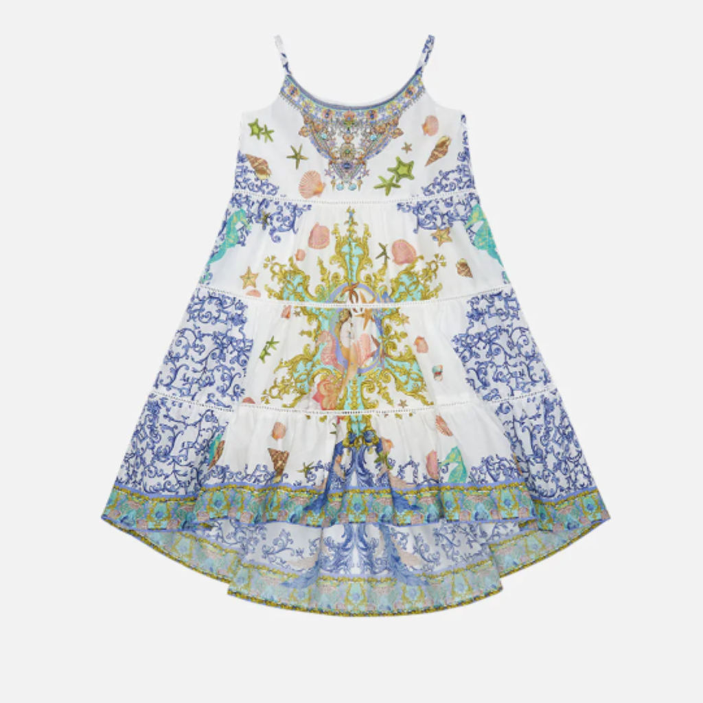 Blue High Low Hem Dress kids atelier